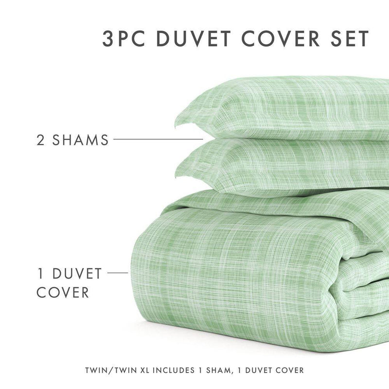 Thatch Patterned Performance Forest Twin 3-Piece Duvet Cover Set