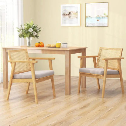 Stylish Set of 2 Mid Century Modern Accent Chairs with Chic Rattan Backs! 🪑✨