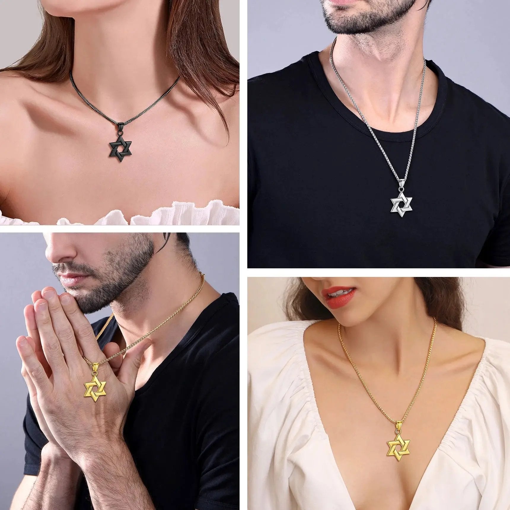 Shine Bright with Our Black Star of David Necklace - Perfect Gift for Dads, Boyfriends, and Men!