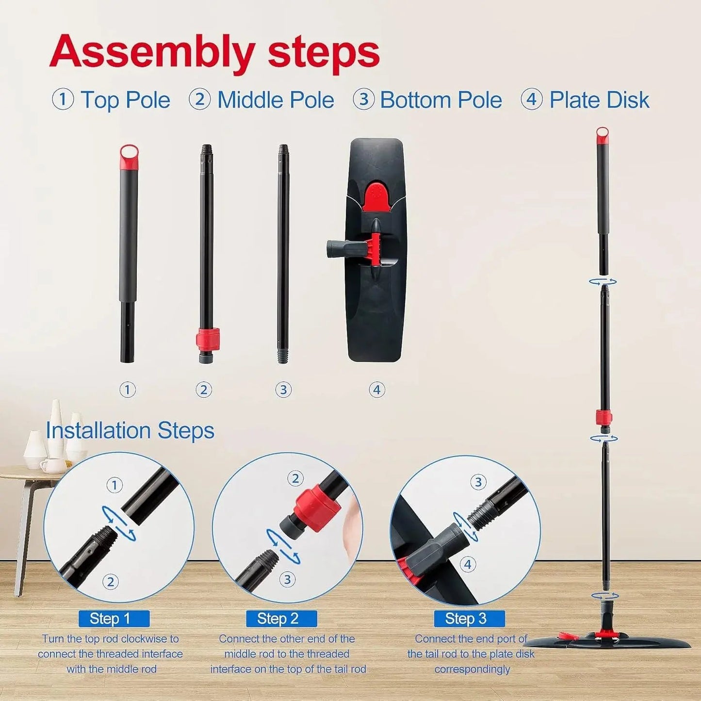 Microfiber Dust Flat Mop for Hardwood Floors with a Extra Chenille Refill, Dry & Wet