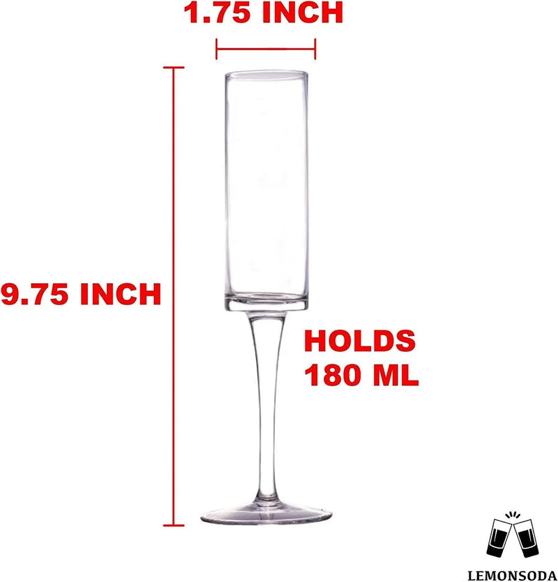 Champagne Flutes - Hand-Blown Crystal Mimosa Glasses (6Oz/180Ml)