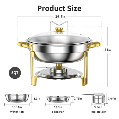 Transform Your Gatherings with Our Stunning 2-Pack 5QT Gold Chafing Dishes! Ideal for Parties & Weddings! 🍽✨