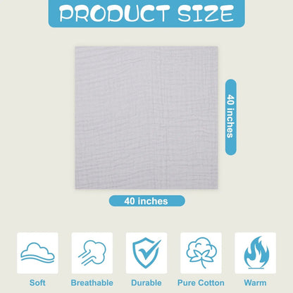 Snuggle Your Little One with Our Soft Muslin Baby Bath Towels - 3 Pack in Cozy Grey! 🛁💖✨