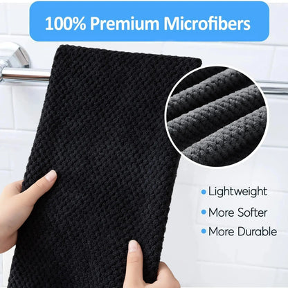 8 Piece Towel Set Oversized Soft Cozy Towels 600 GSM Black Plush Towel Set