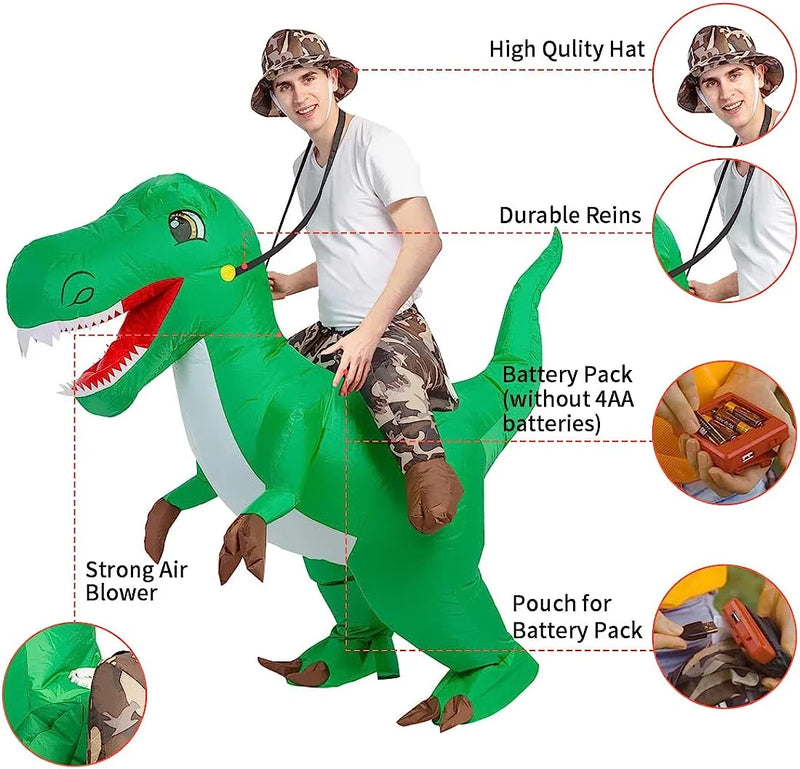 Get Ready to Roar! 🦖 Epic 63-Inch Inflatable T-Rex Costume for Halloween – Be the Life of the Party! 🎉