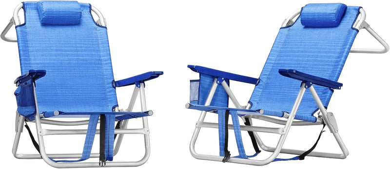Chill in Style: Portable Backpack Beach Chairs with Cup Holder & Towel Rack! 🏖️🌊🪑