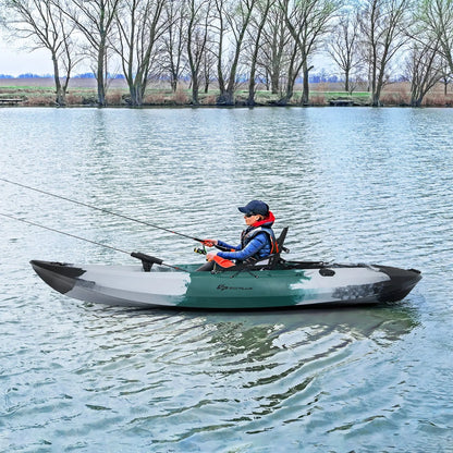 Experience Ultimate Adventure with the Single Sit-On-Top Fishing Kayak Featuring Rod Holders & Paddle!
