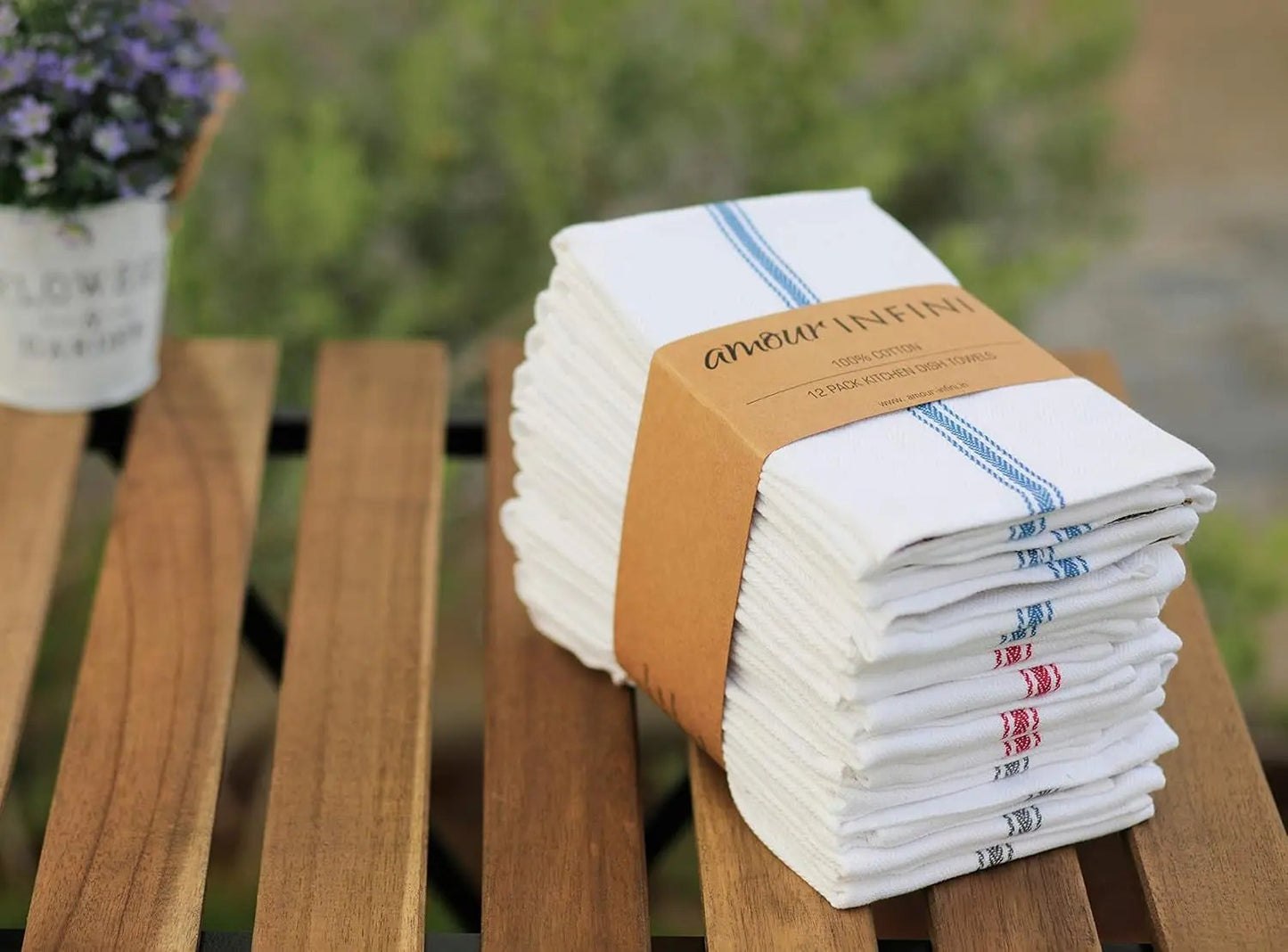 Cotton Kitchen Towels Set of 12 - Highly Absorbent, Super Soft Tea Towel with Hanging Loops - Extra Large Quick Dry Commercial Restaurant Towel (16X28 Inch - Multicolor)