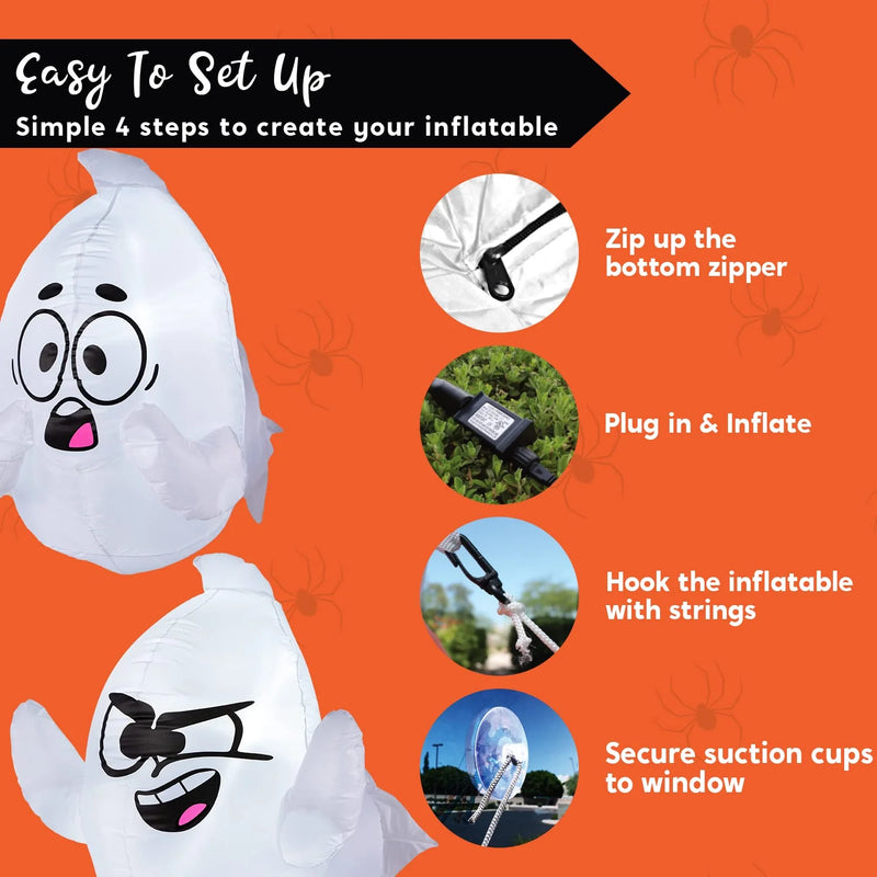 Spook Up Your Halloween! 🎃👻 Get 2 Inflatable Window Ghosts That Fly Out to Haunt Your Yard! Perfect for Outdoor Decoration! 🌙✨