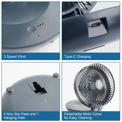 Stay cool anywhere with our Rechargeable 3-Speed Table Fan! 🌬️💙 Perfect for your bedroom, home office, or on-the-go – and it even folds for easy storage! #CoolBreeze #QuietFan #PortableComfort