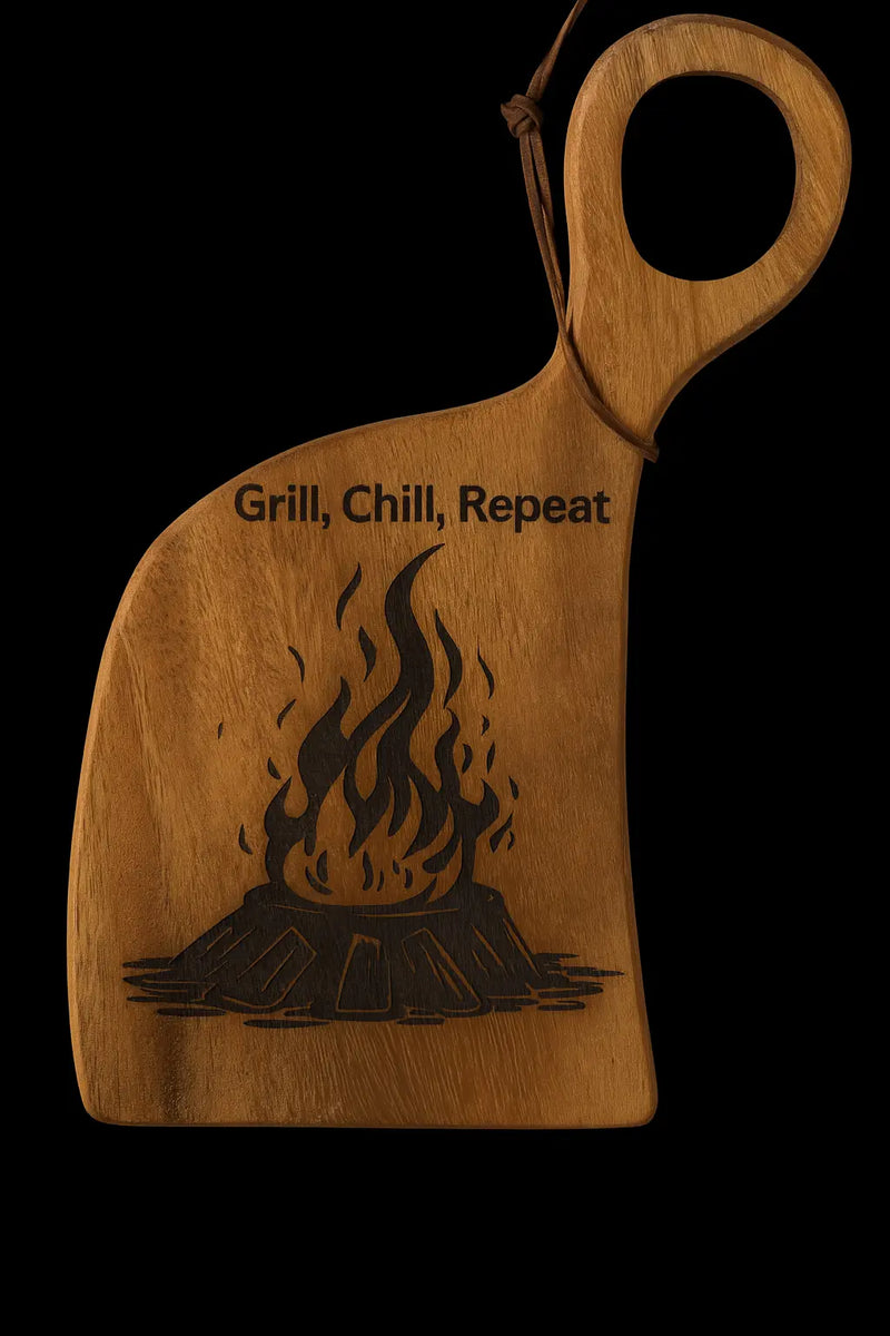 Unique Campfire Cutting Board – Engraved Gift for Campers, Grilling & Outdoor Lovers - Our3Designs