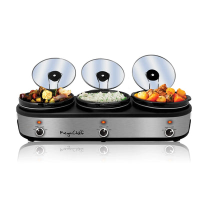 Mega Chef Mega Chef 2.5 Qt. Triple Slow Cooker and Buffet Server