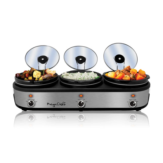 Mega Chef Mega Chef 2.5 Qt. Triple Slow Cooker and Buffet Server