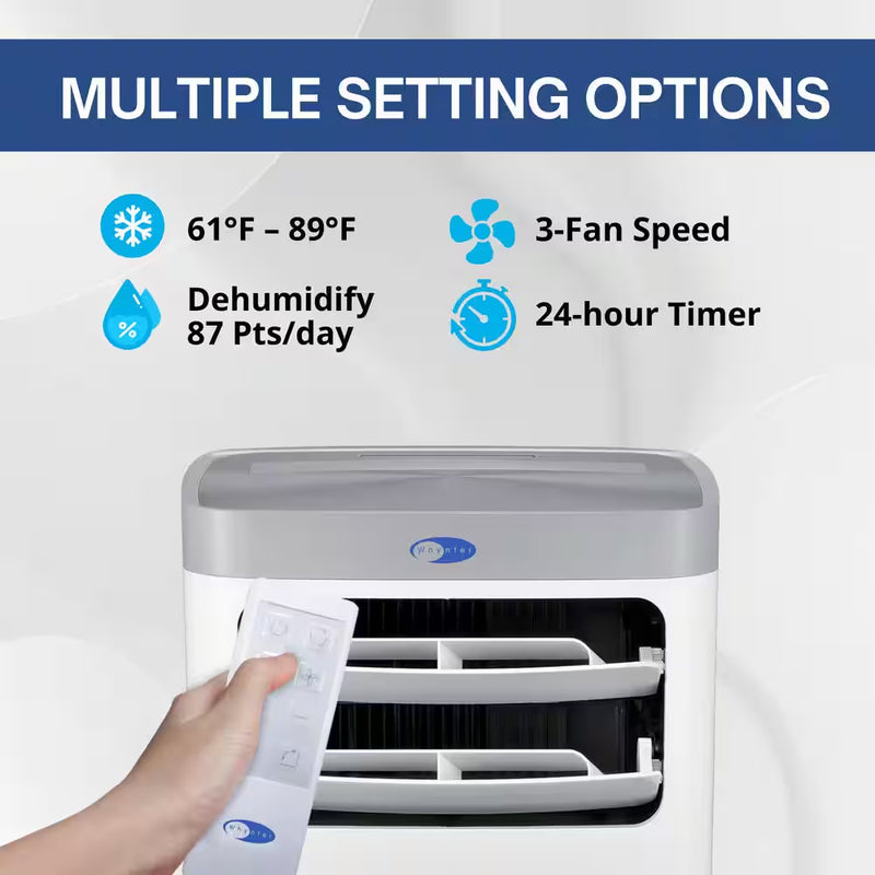 6,800 (DOE) BTU Portable Air Conditioner Cools 400 Sq. Ft. with Dehumidifier and Remote in White
