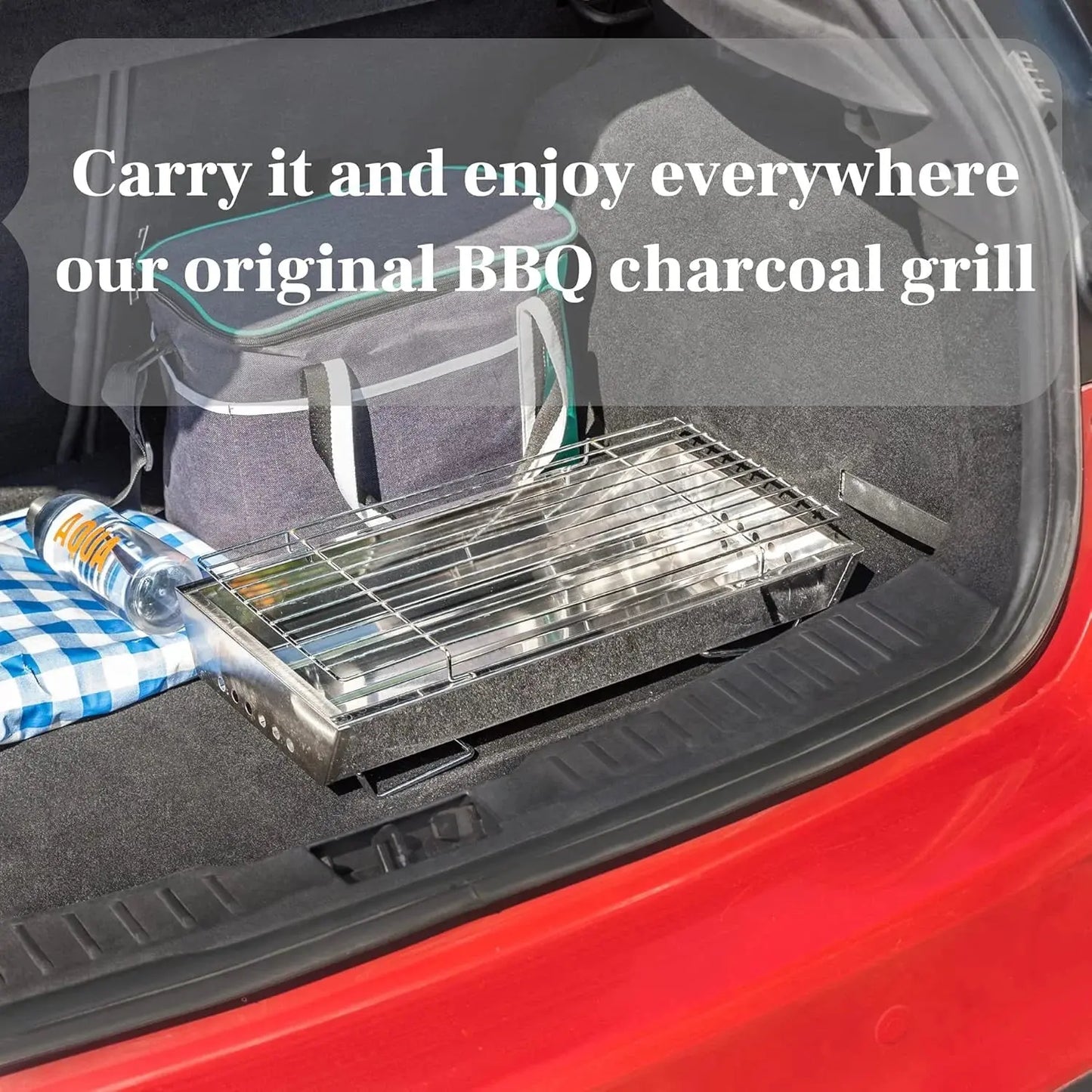 17" in Portable Tabletop Grill, Charcoal Barbecue Grill, Stainless Steel Portable Folding Tabletop Charcoal Grill for Shish Kabob Burgers & Meat Steak.