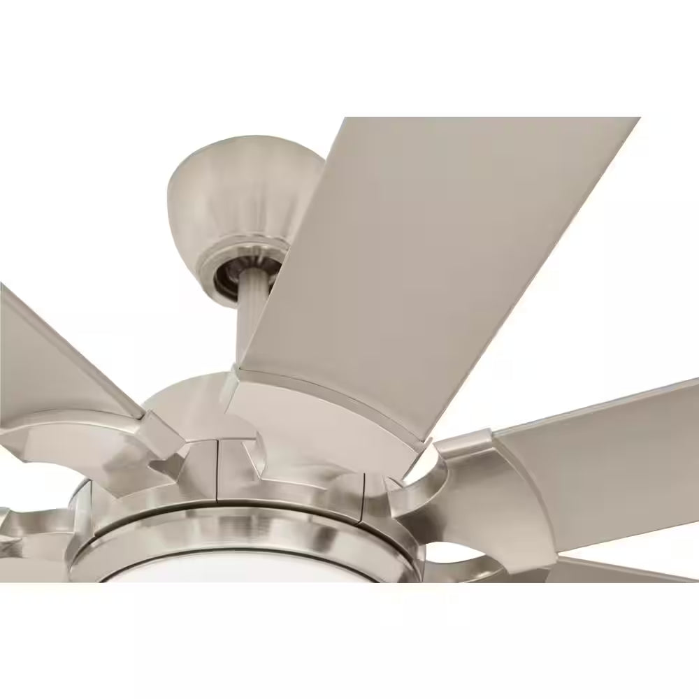 Glenmeadow 84 In. Integrated LED Brushed Nickel Ceiling Fan with Light and Remote Control