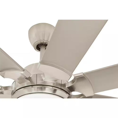 Glenmeadow 84 In. Integrated LED Brushed Nickel Ceiling Fan with Light and Remote Control