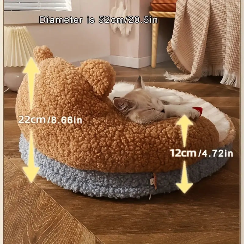 Soft And Durable Round Cat Bed - Removable Pet Mat And Mattress For Small Dogs And Cats - Plush Fabric - Indoor & Outdoor Use - For Pet Owners - Perfect Gift for Pet Lovers Our3Designs