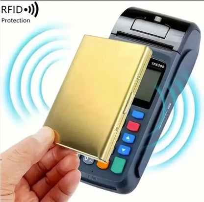 Silver Slim RFID Blocking men's Wallet Sturdy Stainless Steel Credit Card Holder Secure Front Pocket for Men Women Open Closing Function