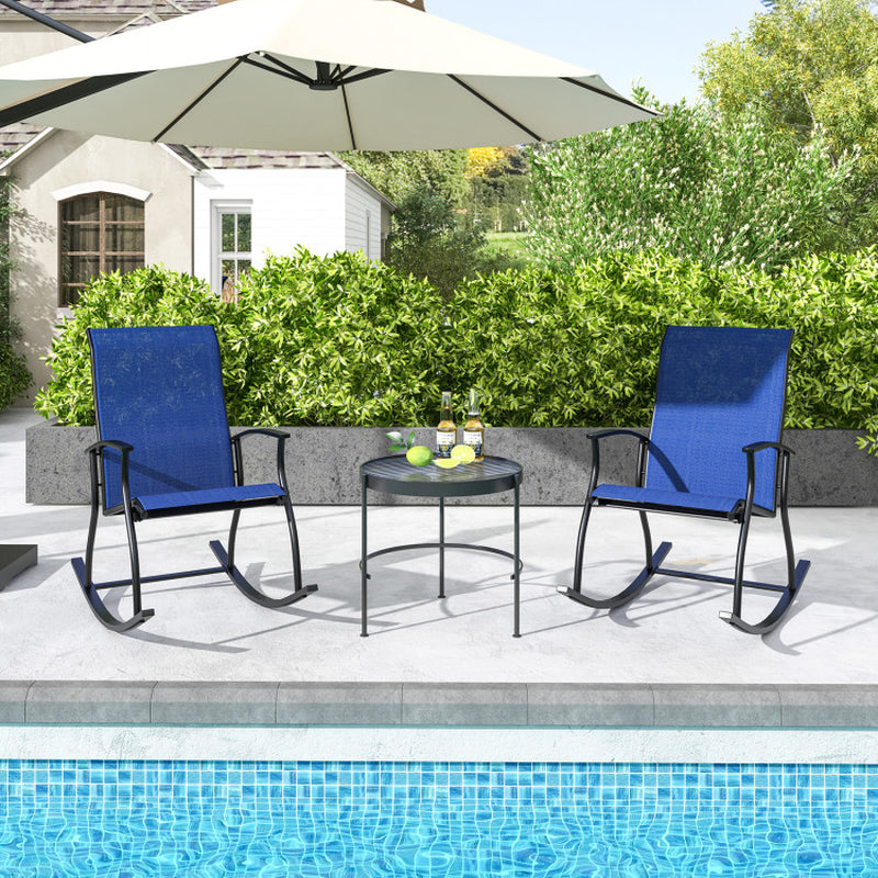 Cozy Up Your Outdoors: 2-Piece Rocking Chair Set with Breathable Backrest! 🌿🪑✨