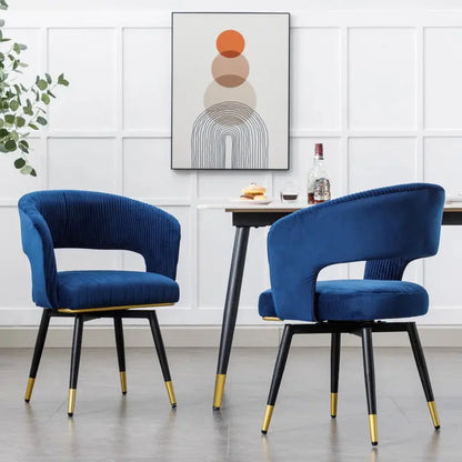 Janalyn Swivel Velvet Dining Chair Upholstered Back Arm Chair