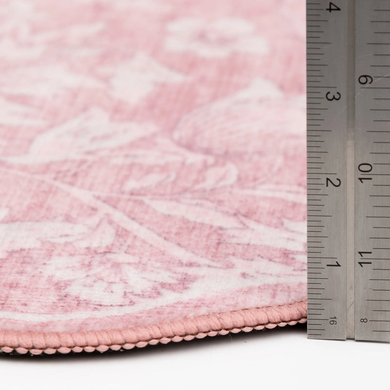 4'X5'6" Pink Feather Faux Fur Scalloped Indoor Area Rug