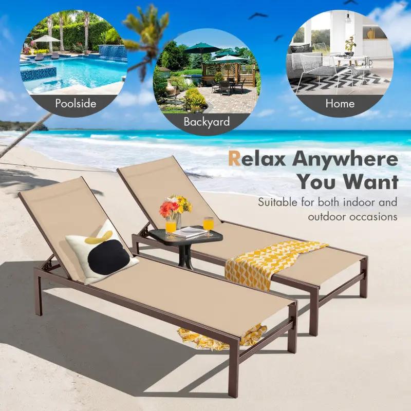 Elevate Your Relaxation Game with Our 6-Position Chaise Lounge Chairs – Durable & Stylish with Rustproof Aluminium Frame! 🛋️✨