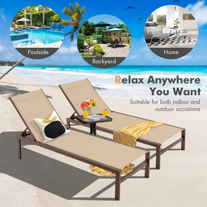 Elevate Your Relaxation Game with Our 6-Position Chaise Lounge Chairs – Durable & Stylish with Rustproof Aluminium Frame! 🛋️✨