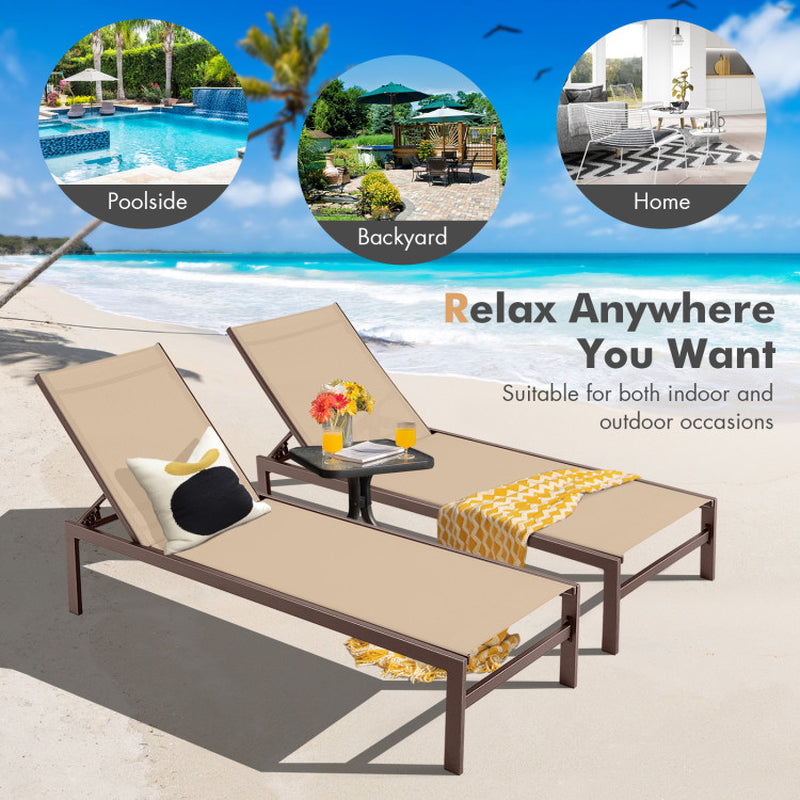 Elevate Your Relaxation Game with Our 6-Position Chaise Lounge Chairs – Durable & Stylish with Rustproof Aluminium Frame! 🛋️✨