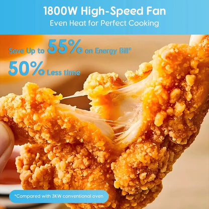 26QT 10-in-1 Stainless Steel Air Fryer Oven with Rotisserie - 1800W Convection Toaster Oven Combo, Easy to Clean Mini Toaster Oven