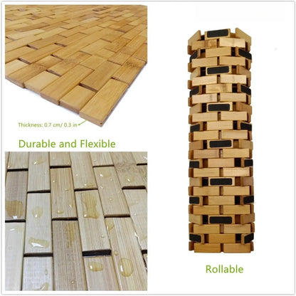 Bath Mat Rayon Derived from Bamboo 15.7X 23.6 Inches, Non Slip and Foldable Floor Shower Bath Mat for Bathroom, Bathtub, Shower, Sauna, Hot Tub