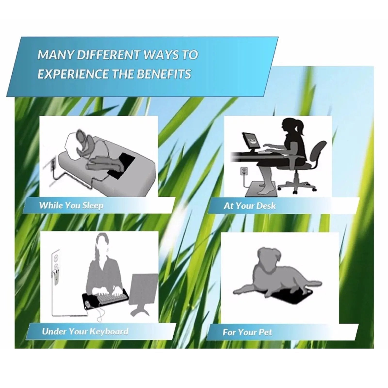 Grounding Earthing Mat,39.3X11.8 Inch/11.8X9.8 Inch, Universal Use for Desk, Foot, Bed Mat by ,Improves Sleep,Reduces Inflammation,Pain,Anxiety