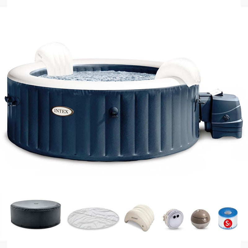 28431EP Purespa plus Bubble Massage Spa Set: Includes Energy Efficient Spa Cover – 2 Contoured Headrest – LED Light – 6 Person Capacity – 85" X 28"