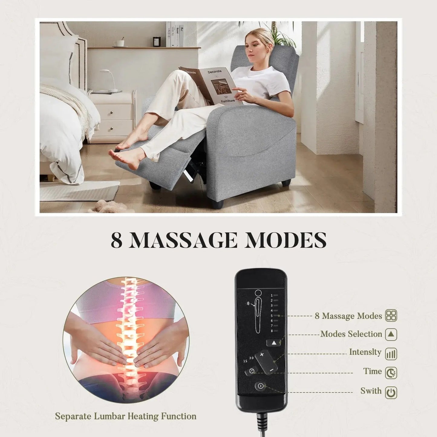 Cozy Up with Our Grey Massage Recliner Chair – Perfect for Your Home Theater! 🛋️✨ #HomeComfort #ReclinerLove