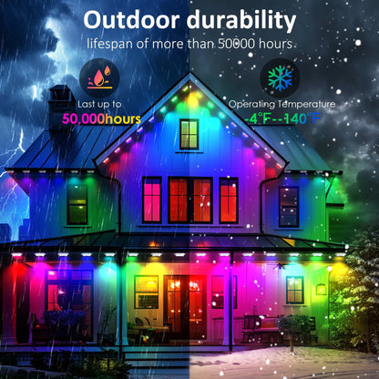 Transform Your Home with 50Ft of Permanent Outdoor Waterproof LED Smart Eaves Lights – Perfect for Christmas and Year-Round Celebrations!