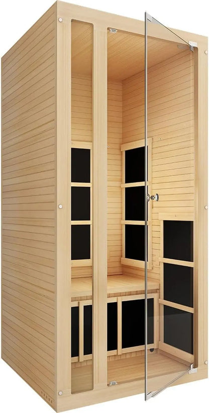 Joyous 1 Person Low EMF Far Infrared Sauna in Canadian Hemlock Wood