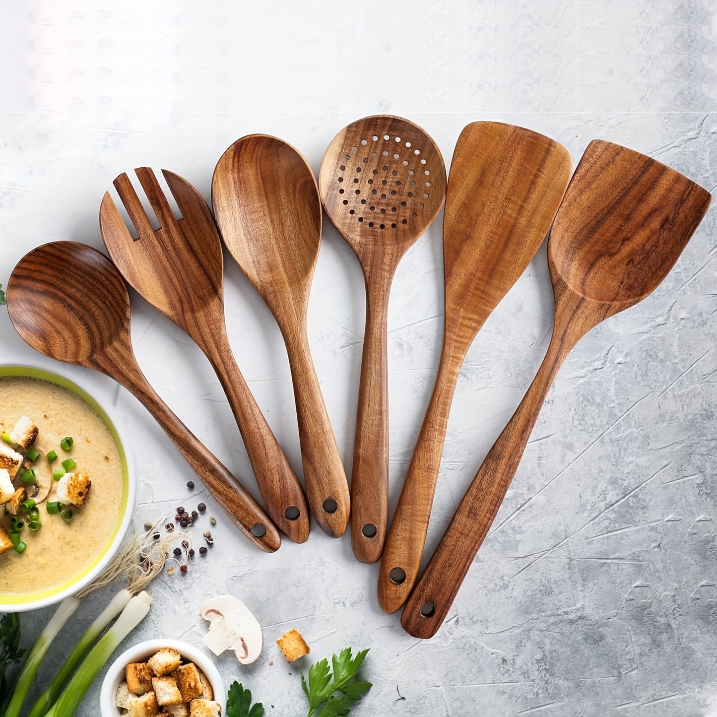 6pcs Premium Wooden Kitchen Utensil Set