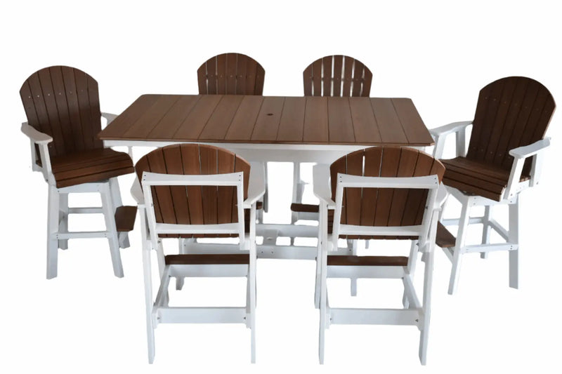 7 pc Table Set - 6' Rectangular Table with 2x Swivel Adirondack Chairs & 4x  Adirondack Chairs - In Dining, Counter &  Bar Height Dutch Country Patio, LLC