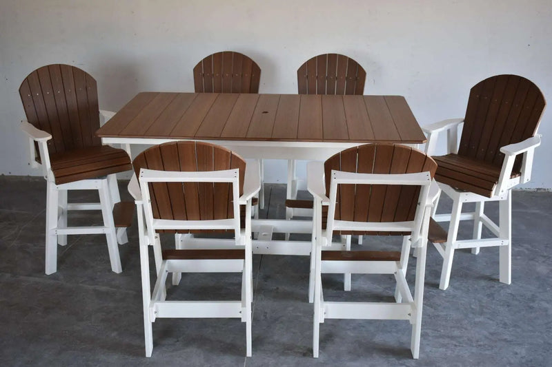 7 pc Table Set - 6' Rectangular Table with 2x Swivel Adirondack Chairs & 4x  Adirondack Chairs - In Dining, Counter &  Bar Height Dutch Country Patio, LLC