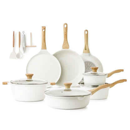 Upgrade Your Kitchen Game with Our 17-Piece Ceramic Nonstick Cookware Set! 🍳✨ Perfect for Healthier Cooking! #KitchenEssentials #HealthyCooking