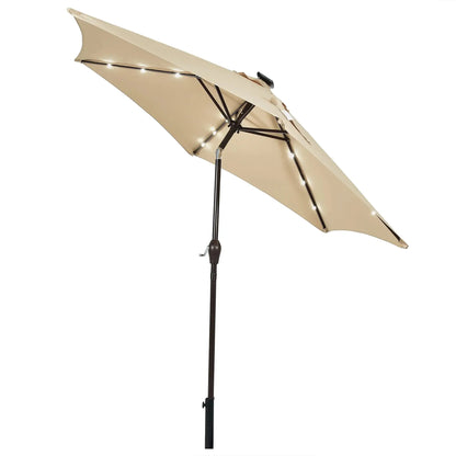 96&quot; Beige Market round Patio Umbrella, Water-Resistant