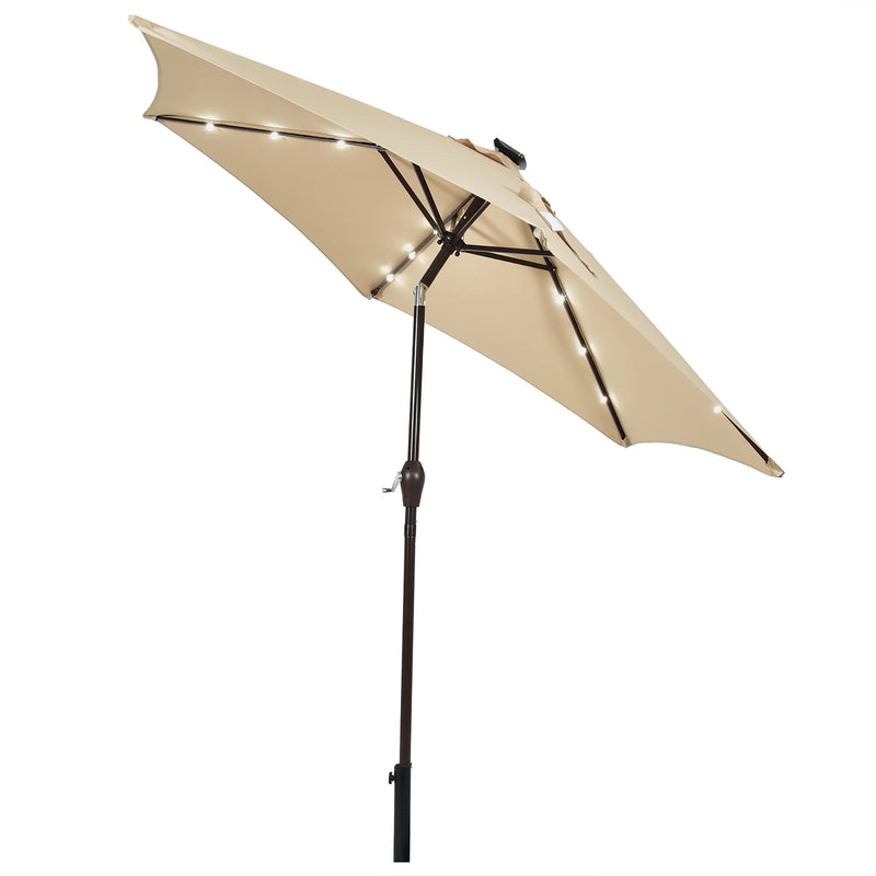 96" Beige Market round Patio Umbrella, Water-Resistant