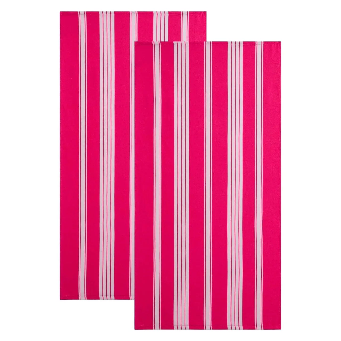 2 Pack Oversized Cabana Stripe Beach Towels, 60X30 Inches Microfiber Outdoor Large Swim Towel for Adults (Rose Red)