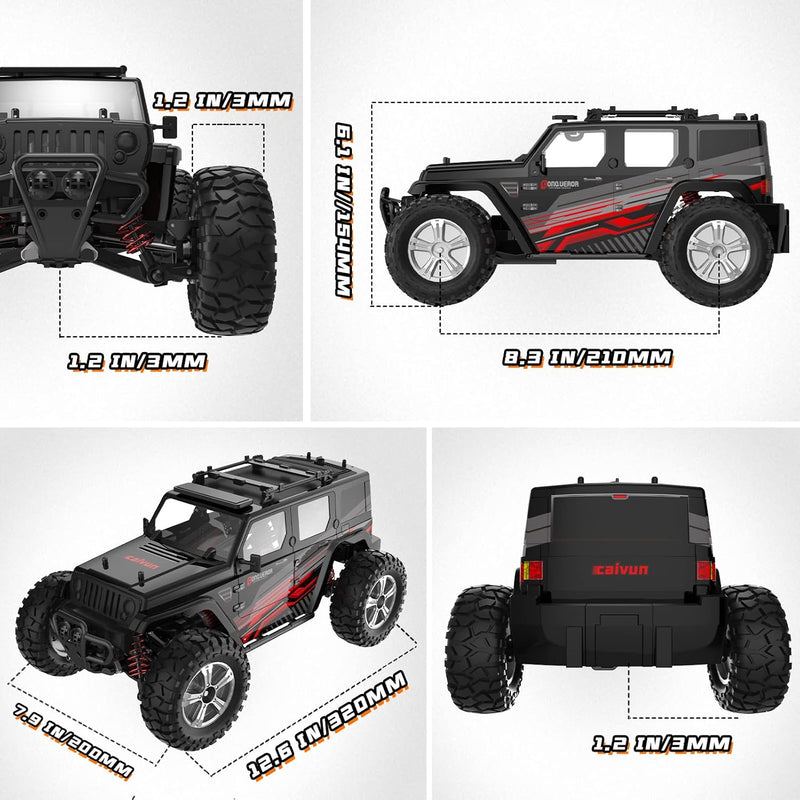 1:14 Scale Big RC Car, RC Cars 4WD off Road Hobby Trucks 40+ KM/H High Speed Remote Control Car with Two 1500Mah Batteries, 2.4Ghz All Terrain Toy Vehicle Crawler Gift for Adults Teens Boys