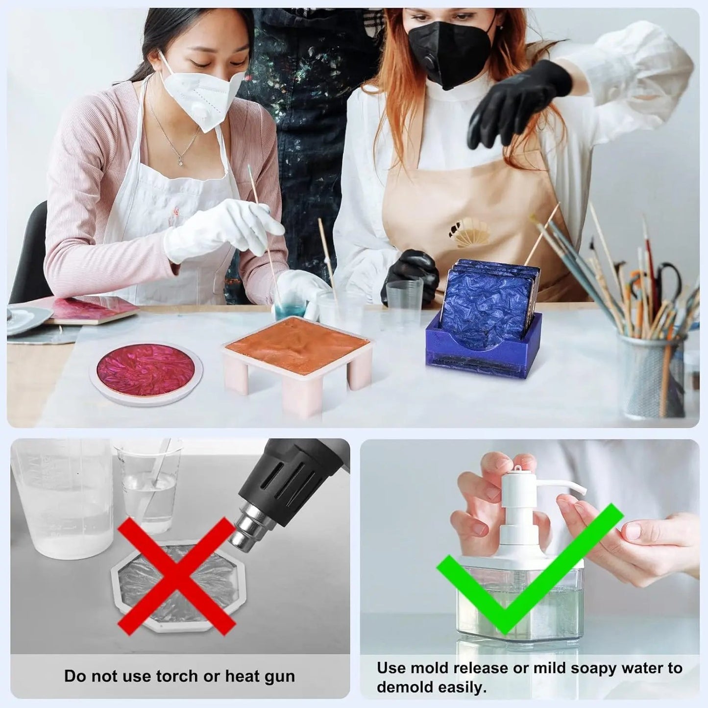 18-Piece Silicone Coaster Resin Molds Set - Round, Square & Octagon Shapes for DIY Art and Craft Projects