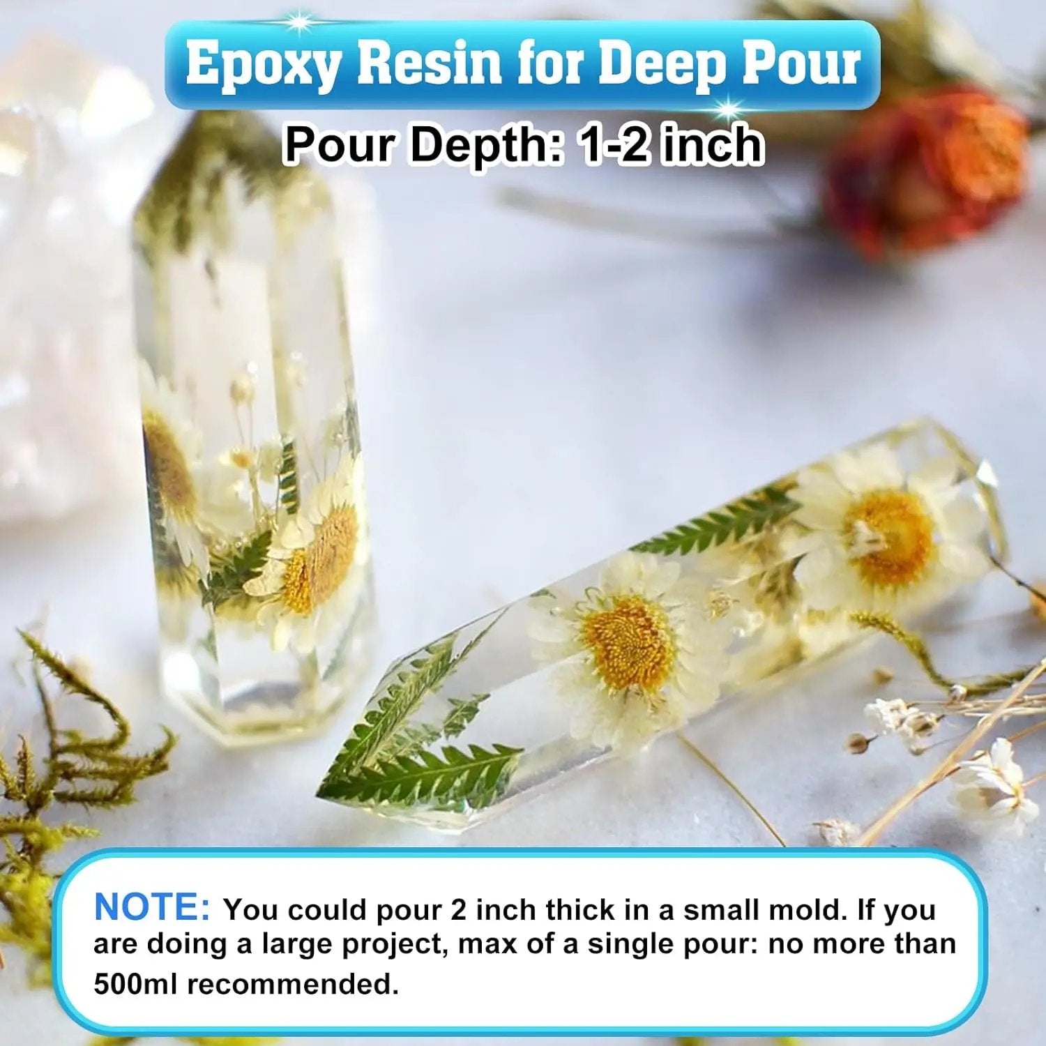 Epoxy Resin 2 Gallon Kit, Upgraded Crystal Clear Resin Epoxy Food Safe with Pump, Self Leveling & Bubble Free High-Glossy with Anti-Yellowing for Coating, Casting, Jewelry Making, DIY Craft