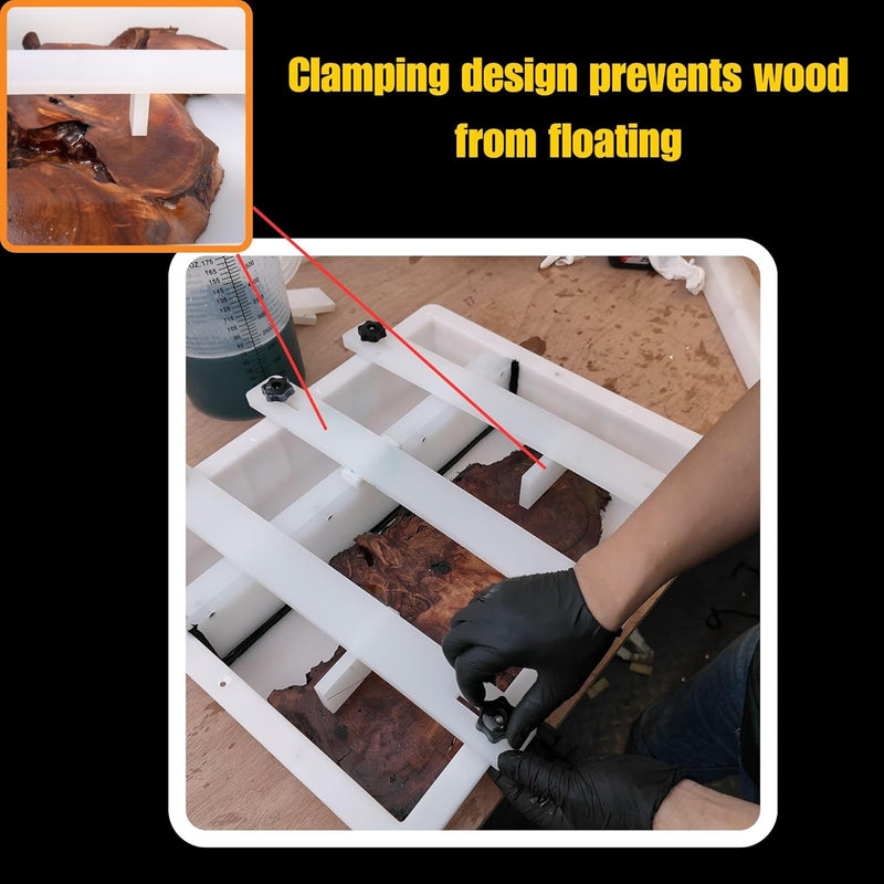 Epoxy Mold with Divider Adjustable-15.7X7.9X2.3 in No-Seal Large Resin Mold Integrated Clamping System - Perfect for Beginners & Experienced Artists Alike-Ideal for Creative Resin Art Projects