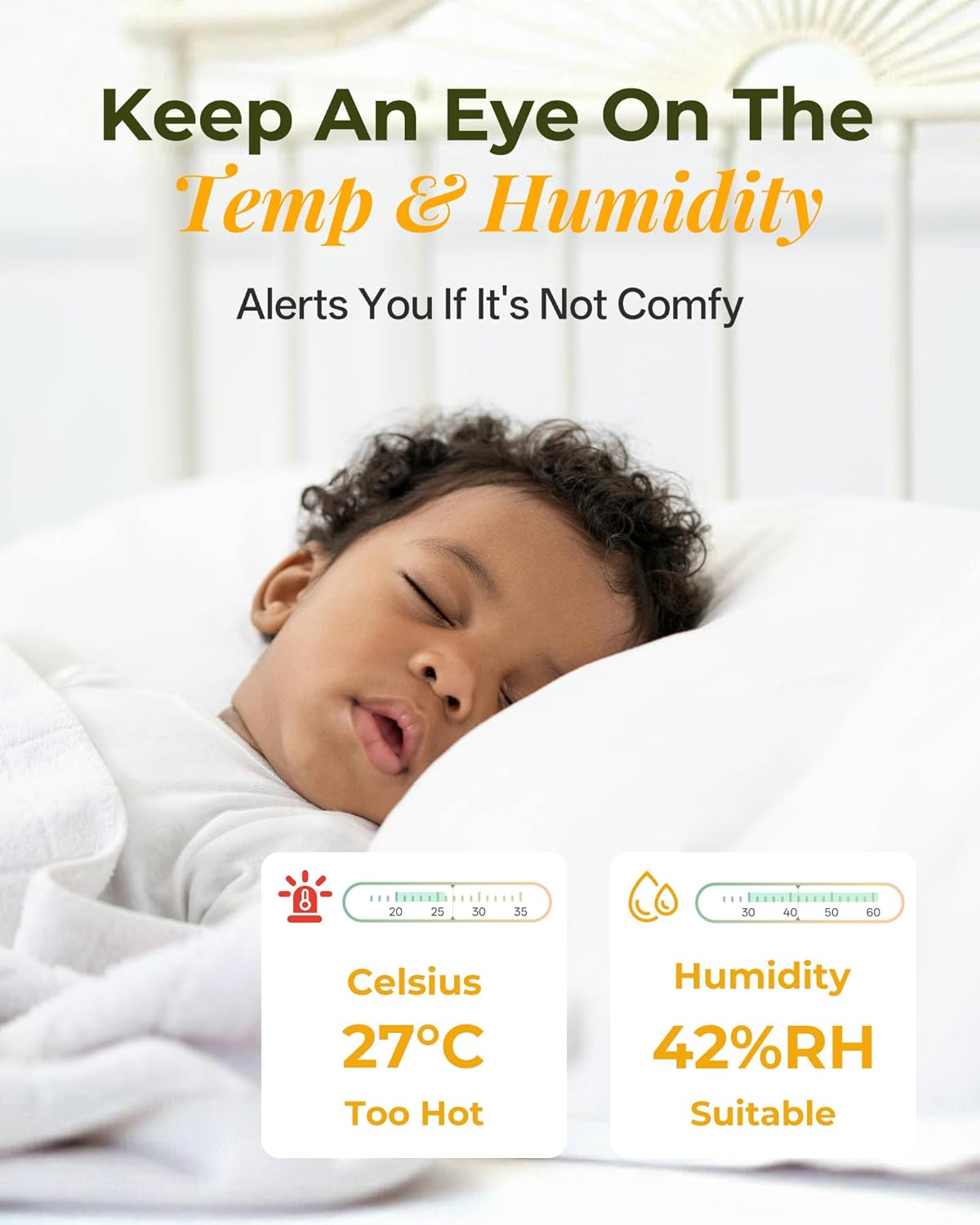 Advanced Baby Monitor with Dual Cameras, 2K Video, Cry & Motion Detection, and Smart Features - Your Ultimate Baby Care Companion