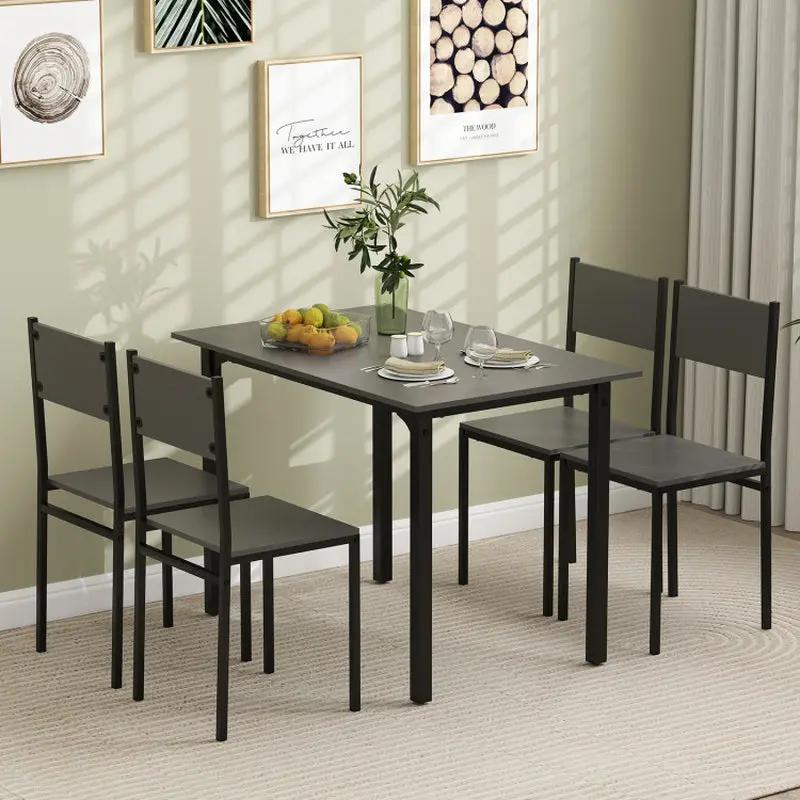 Stylish 5-Piece Industrial Dining Table Set for 4 - Perfect for Modern Kitchens