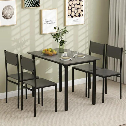 Stylish 5-Piece Industrial Dining Table Set for 4 - Perfect for Modern Kitchens